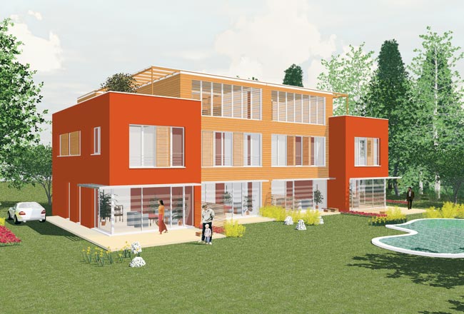 Neubau einer Wohnsiedlung mit Doppelhäusern in Dresden - Cossebaude
