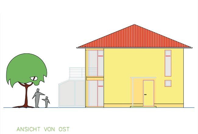 Gebäudeplanung für Einfamilien- und Doppelhäuser (Wettbewerbsrealisierung) für ein Wohngebiet mit hohem Durchgrünungsgrad in Radebeul (Der Vorhabenbezogene Bebauungsplan wurde ebenfalls durch SPRP erarbeitet)

