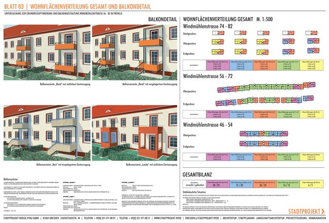 Realisierungswettbewerb: Grundrissoptimierung und Fassadengestaltung einer denkmalgeschützten Wohnsiedlung,  Dresden - Prohlis (Windmühlenstraße)
